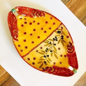 Italian Tuscan Art POTTERY Huge Oval Serving Bowl Plate Italy ITALICA ARS 20”